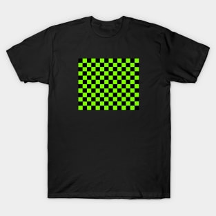 Checkered Pattern - Lime and Green T-Shirt